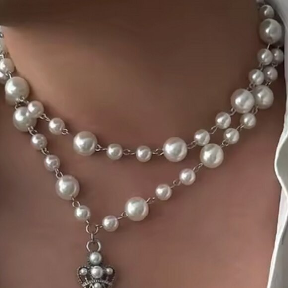 NWT Pearl 2 Pieces Choker  and Cross Pendant Necklace - Picture 10 of 11